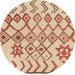 Round Machine Washable Abstract Chocolate Brown Rug, wshabs1797