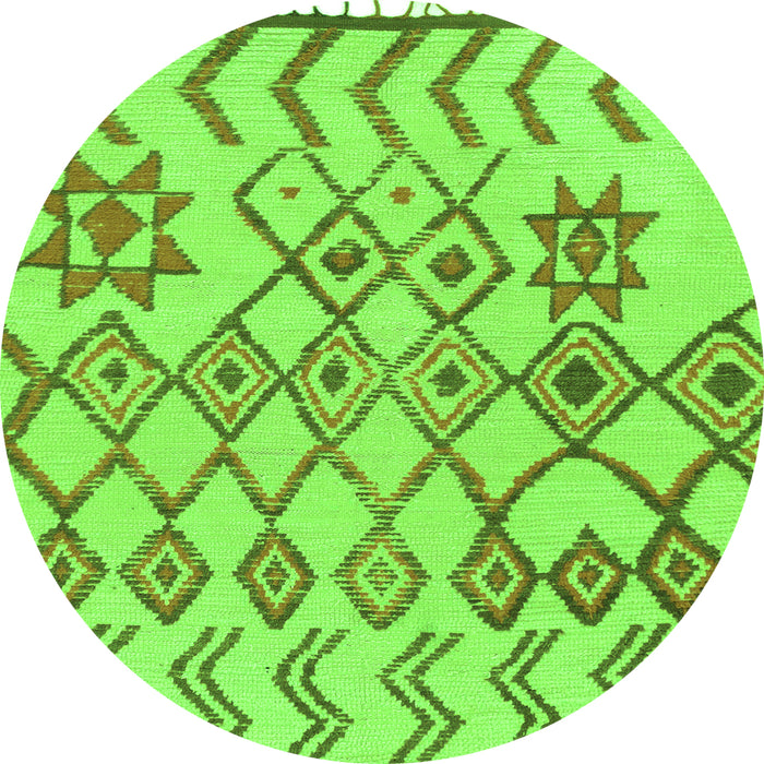 Round Machine Washable Solid Green Modern Area Rugs, wshabs1797grn