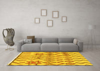 Machine Washable Solid Yellow Modern Rug, wshabs1797yw