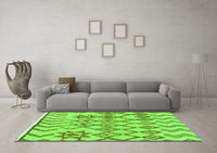 Machine Washable Solid Green Modern Rug, wshabs1797grn