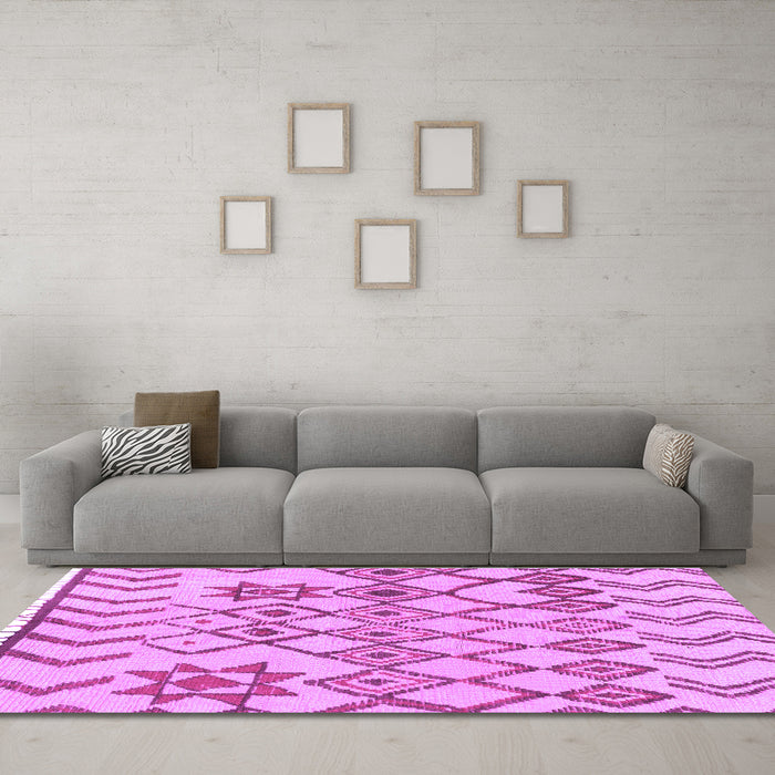 Machine Washable Solid Purple Modern Area Rugs in a Living Room, wshabs1797pur
