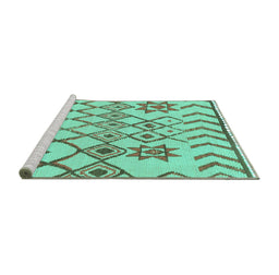 Sideview of Machine Washable Solid Turquoise Modern Area Rugs, wshabs1797turq