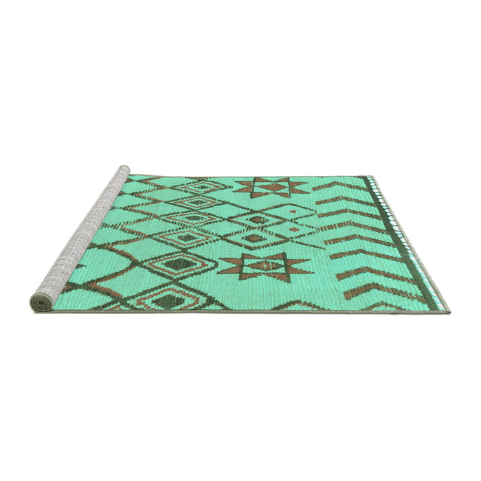 Sideview of Machine Washable Solid Turquoise Modern Area Rugs, wshabs1797turq