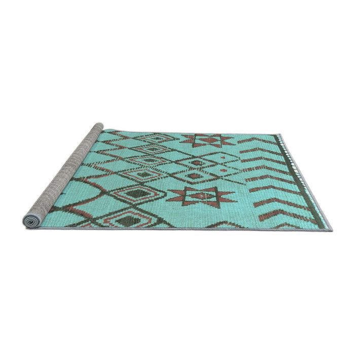 Sideview of Machine Washable Solid Light Blue Modern Rug, wshabs1797lblu