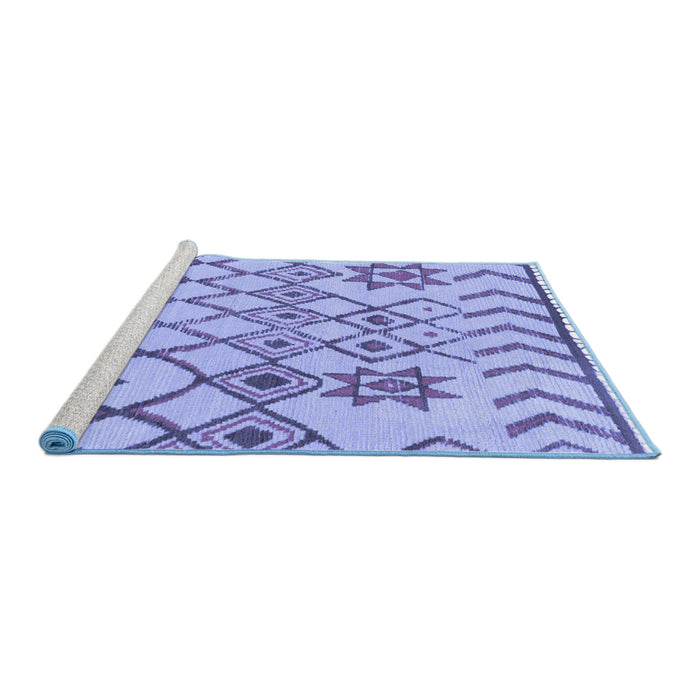 Sideview of Machine Washable Solid Blue Modern Rug, wshabs1797blu