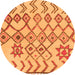 Round Machine Washable Solid Orange Modern Area Rugs, wshabs1797org