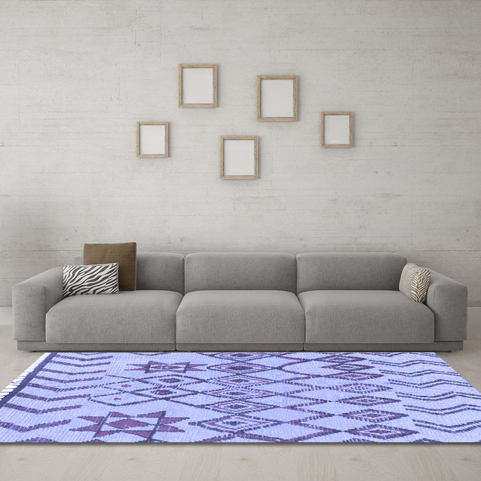 Machine Washable Solid Blue Modern Rug in a Living Room, wshabs1797blu