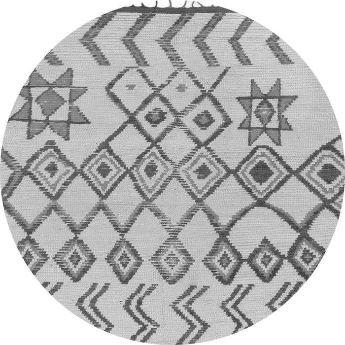Round Machine Washable Solid Gray Modern Rug, wshabs1797gry