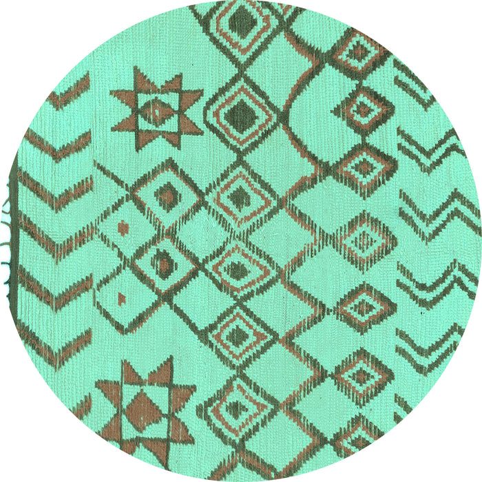 Round Solid Turquoise Modern Rug, abs1797turq