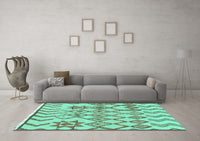 Machine Washable Solid Turquoise Modern Rug, wshabs1797turq