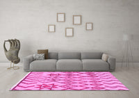 Machine Washable Solid Pink Modern Rug, wshabs1797pnk