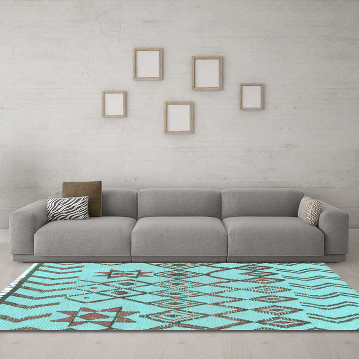 Machine Washable Solid Light Blue Modern Rug in a Living Room, wshabs1797lblu
