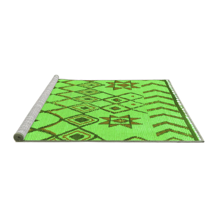 Sideview of Machine Washable Solid Green Modern Area Rugs, wshabs1797grn