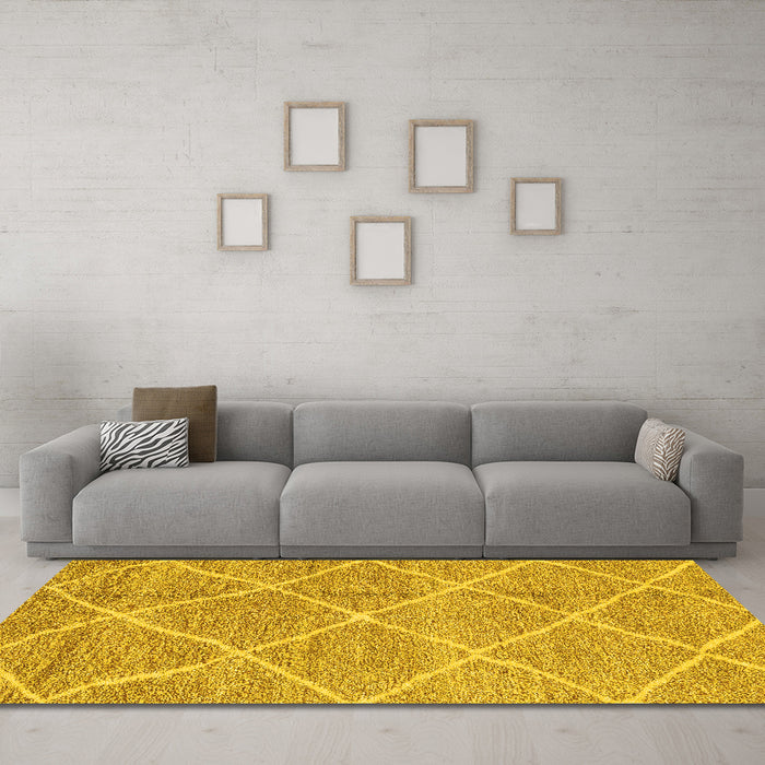 Machine Washable Abstract Yellow Modern Rug in a Living Room, wshabs1798yw