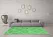 Machine Washable Abstract Emerald Green Modern Area Rugs in a Living Room,, wshabs1798emgrn