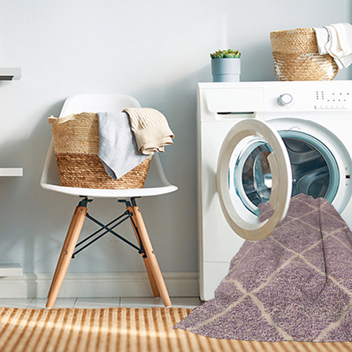 Machine Washable Abstract Rose Dust Purple Rug in a Washing Machine, wshabs1798
