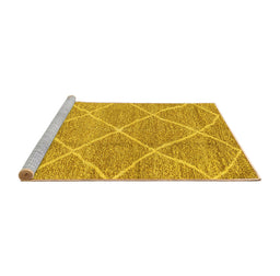 Sideview of Machine Washable Abstract Yellow Modern Rug, wshabs1798yw