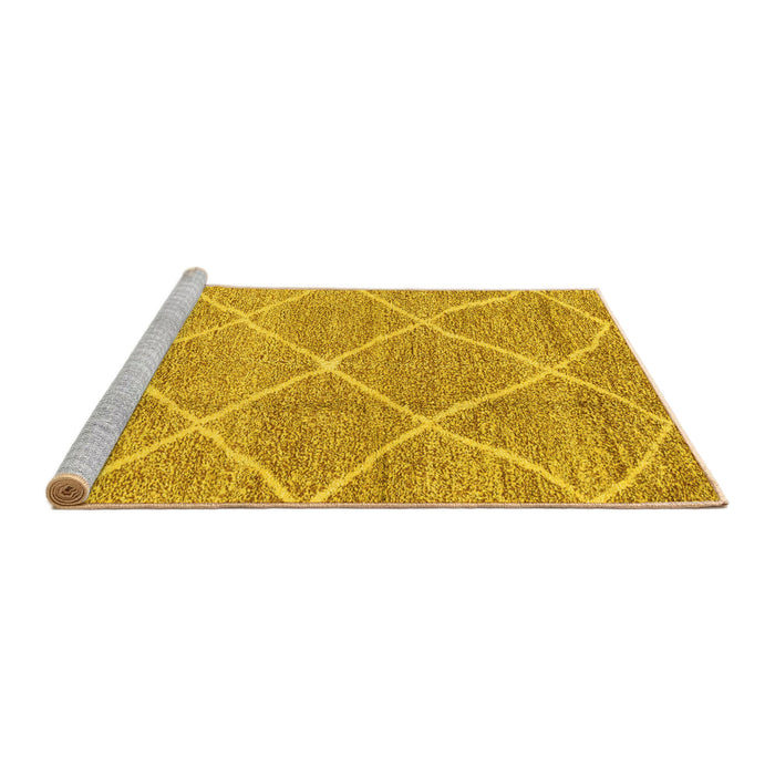 Sideview of Machine Washable Abstract Yellow Modern Rug, wshabs1798yw