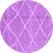 Round Machine Washable Abstract Purple Modern Area Rugs, wshabs1798pur