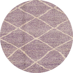 Round Machine Washable Abstract Rose Dust Purple Rug, wshabs1798