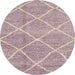 Round Machine Washable Abstract Rose Dust Purple Rug, wshabs1798