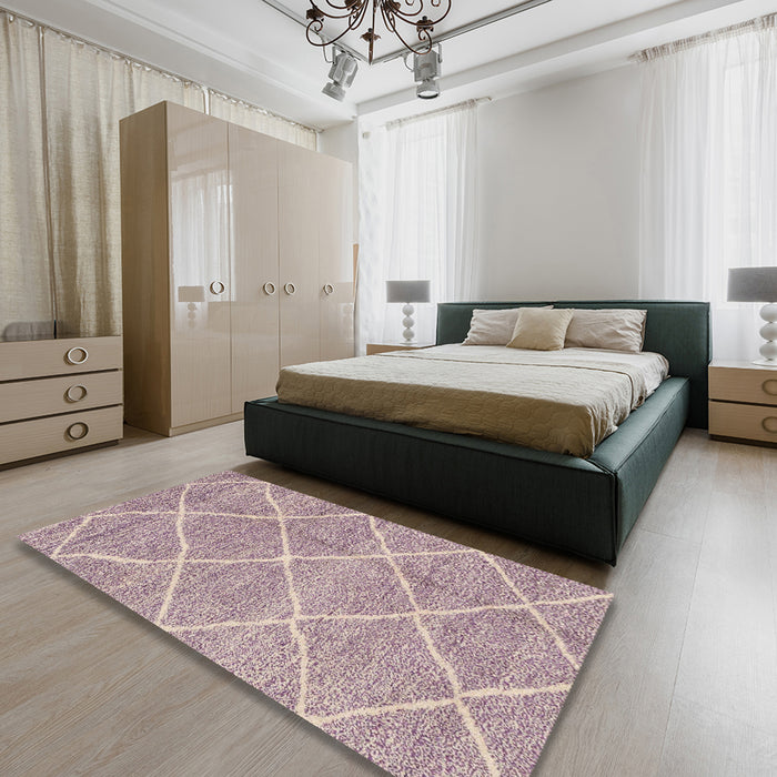 Machine Washable Abstract Rose Dust Purple Rug in a Bedroom, wshabs1798