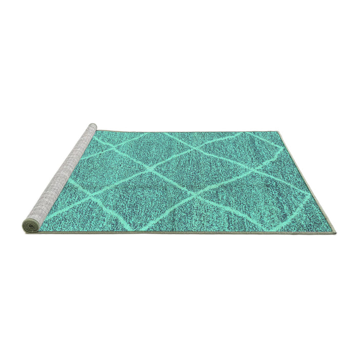 Sideview of Machine Washable Abstract Turquoise Modern Area Rugs, wshabs1798turq