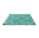 Sideview of Machine Washable Abstract Turquoise Modern Area Rugs, wshabs1798turq