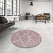 Round Abstract Rose Purple Modern Rug in a Office, abs1798