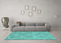 Machine Washable Abstract Turquoise Modern Rug, wshabs1798turq