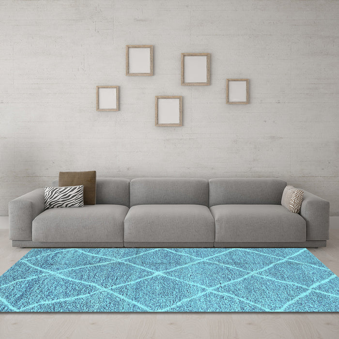 Machine Washable Abstract Light Blue Modern Rug in a Living Room, wshabs1798lblu