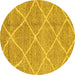 Round Abstract Yellow Modern Rug, abs1798yw