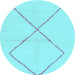 Round Machine Washable Solid Light Blue Modern Rug, wshabs1799lblu