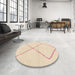 Round Machine Washable Abstract Pastel Orange Rug in a Office, wshabs1799