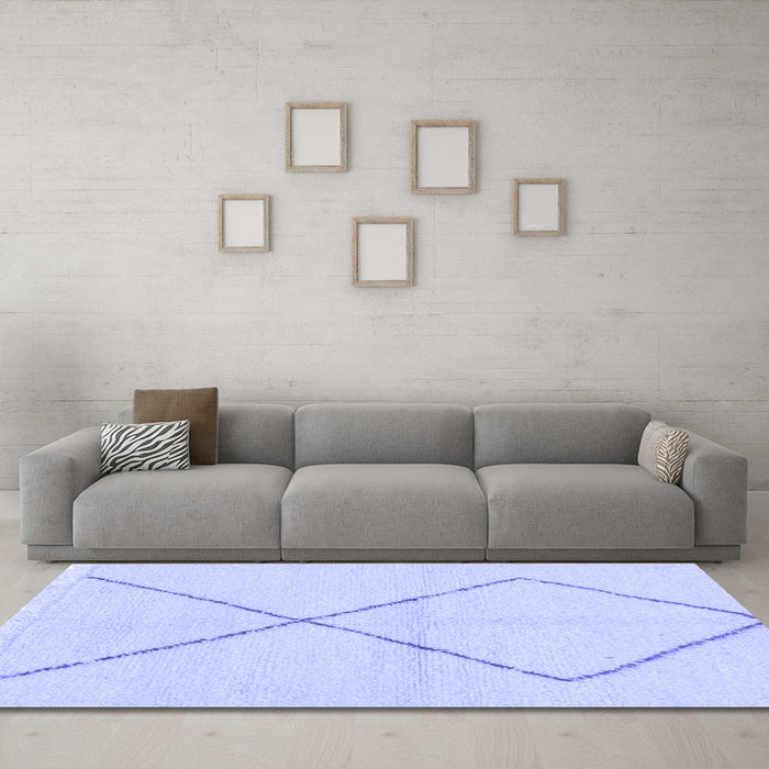 Machine Washable Solid Blue Modern Rug in a Living Room, wshabs1799blu