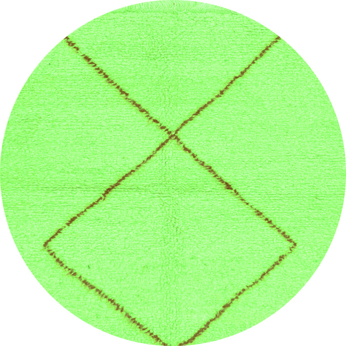 Round Machine Washable Solid Green Modern Area Rugs, wshabs1799grn