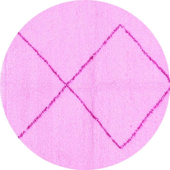 Round Machine Washable Solid Pink Modern Rug, wshabs1799pnk