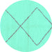 Round Solid Turquoise Modern Rug, abs1799turq