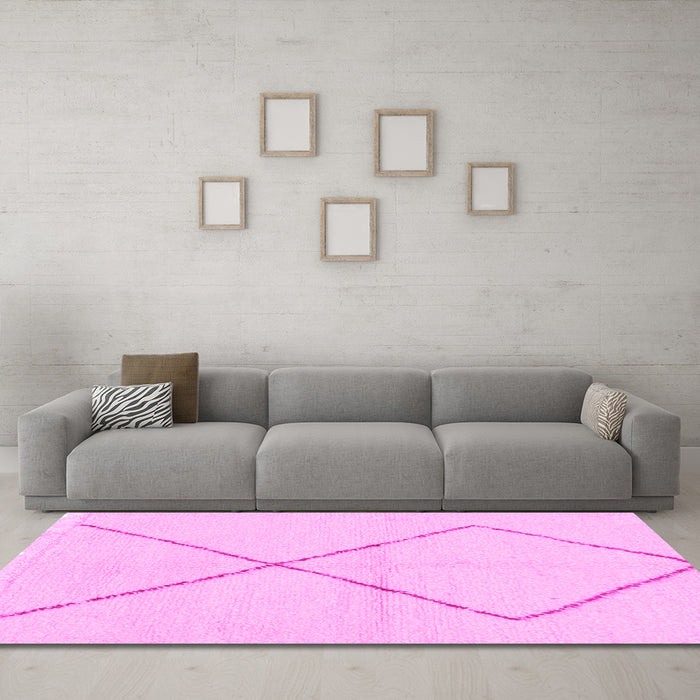 Machine Washable Solid Pink Modern Rug in a Living Room, wshabs1799pnk