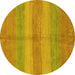 Round Abstract Yellow Modern Rug, abs179yw