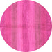 Round Machine Washable Abstract Pink Modern Rug, wshabs179pnk