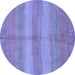 Round Abstract Blue Modern Rug, abs179blu