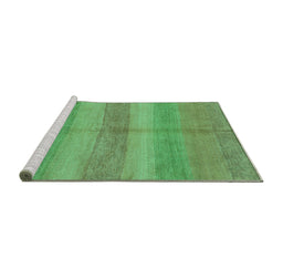 Sideview of Machine Washable Abstract Turquoise Modern Area Rugs, wshabs179turq
