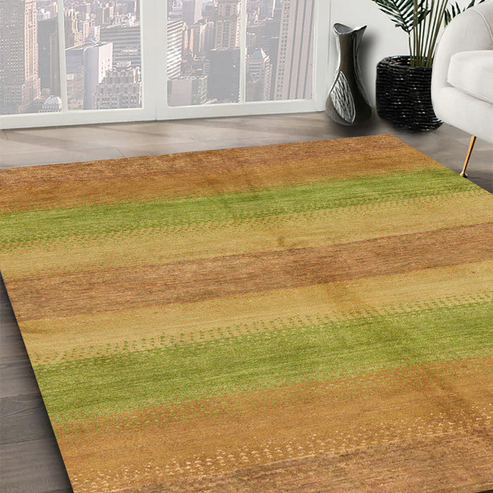 Abstract Orange Gold Modern Rug in Family Room, abs179