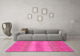 Machine Washable Abstract Pink Modern Rug in a Living Room, wshabs179pnk