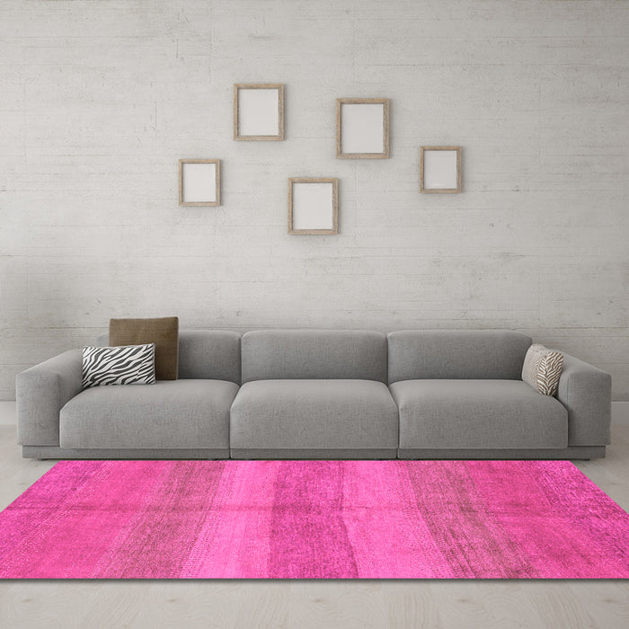 Machine Washable Abstract Pink Modern Rug in a Living Room, wshabs179pnk