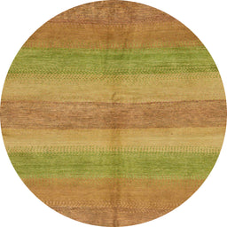Round Machine Washable Abstract Orange Rug, wshabs179
