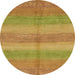 Round Machine Washable Abstract Orange Rug, wshabs179