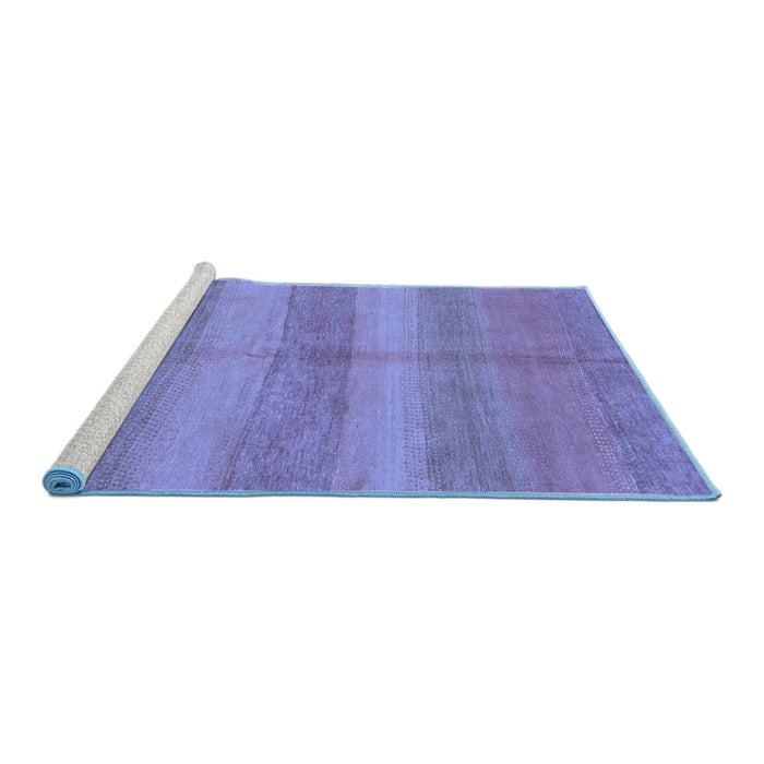 Sideview of Machine Washable Abstract Blue Modern Rug, wshabs179blu