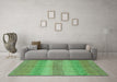 Machine Washable Abstract Turquoise Modern Area Rugs in a Living Room,, wshabs179turq